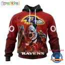 NFL Baltimore Ravens Horror Terrifier Ghoulish Valak Halloween Football Hoodie