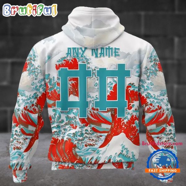 NFL Miami Dolphins Football Great Wave All Over Print Hoodie - Image 2