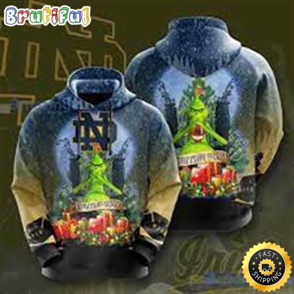Notre Dame Fighting Irish Grinch Chirstmas Gift 3D Hoodie