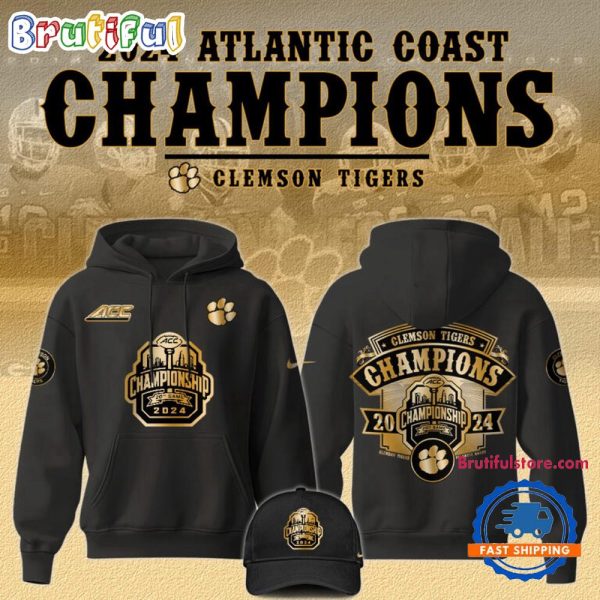 Clemson Football 2024 ACC Conference Champions Gold Hoodie Shirt