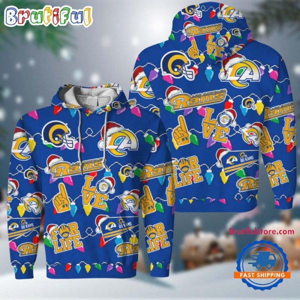 NFL Los Angeles Rams Love For Life Football Team Merry Christmas Hoodie Shirt