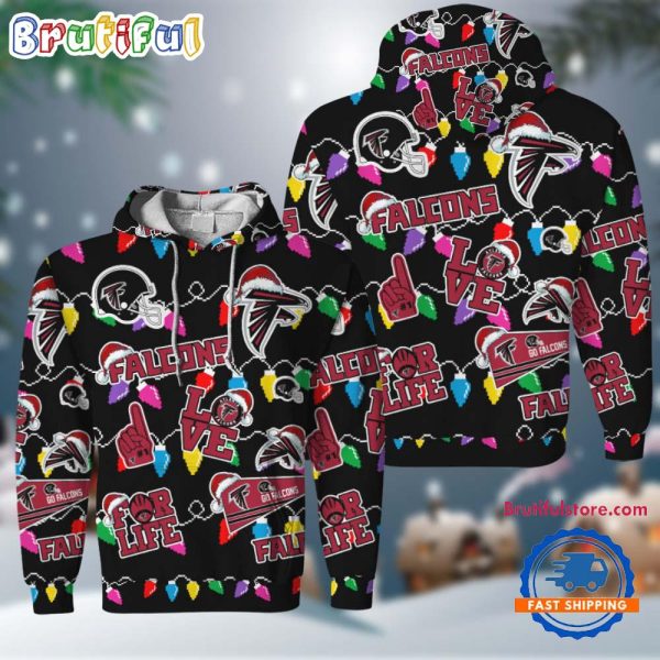 NFL Atlanta Falcons Love For Life Football Team Merry Christmas Hoodie Shirt