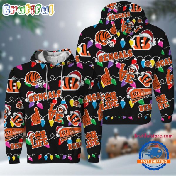 NFL Cincinnati Bengals Love For Life Football Team Merry Christmas Hoodie Shirt