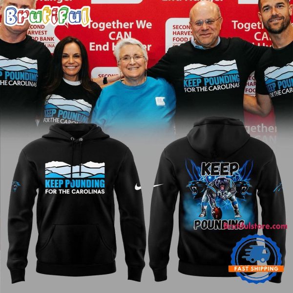 Carolina Panthers NFL 2024 Keep Pounding Black Hoodie Shirt