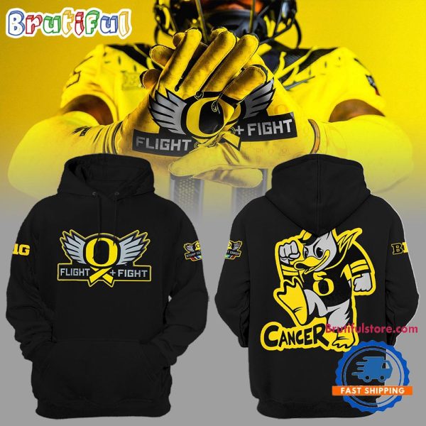 Oregon Ducks NCAA 2024 Big12 Stomp Out Cancer Black Hoodie Shirt