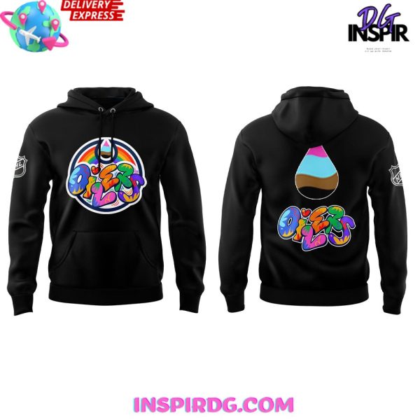 Edmonton Oilers x Pride Heritage Night Black Hoodie - Image 2