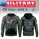 Columbus Blue Jackets Military Appreciation Night 2025 Camo Hoodie
