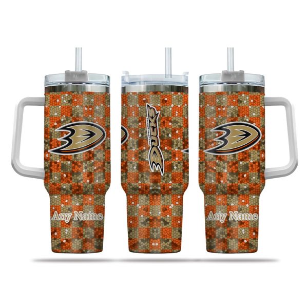 NHL Anaheim Ducks Stained Glass Effect Custom Stanley Quencher 30oz-40oz Stainless Steel Tumbler Hot And Cold Tumbler