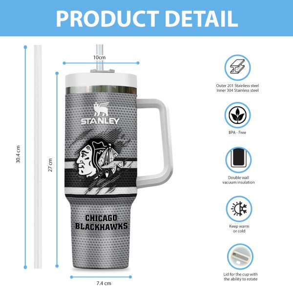 Chicago Blackhawks NHL Custom Stanley Quencher 30oz-40oz Stainless Steel Tumbler - Image 6