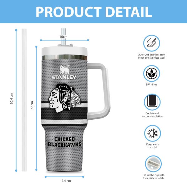 Chicago Blackhawks NHL Custom Stanley Quencher 30oz-40oz Stainless Steel Tumbler - Image 6