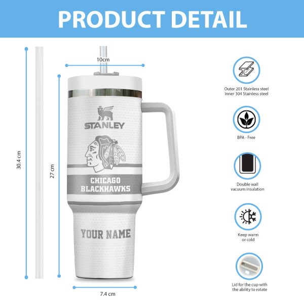 Chicago Blackhawks NHL Custom Stanley Quencher 30oz-40oz Stainless Steel Tumbler - Image 6