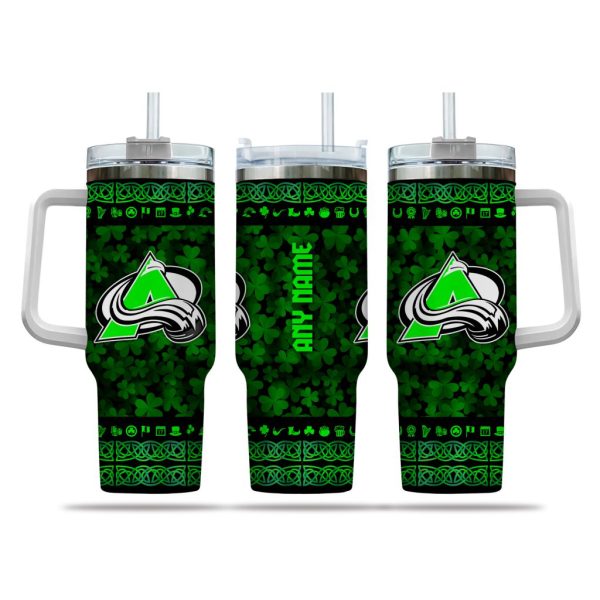 NHL Colorado Avalanche Happy St. Patrick's Day Custom Stanley Quencher 30oz-40oz Stainless Steel Tumbler Hot And Cold Tumbler