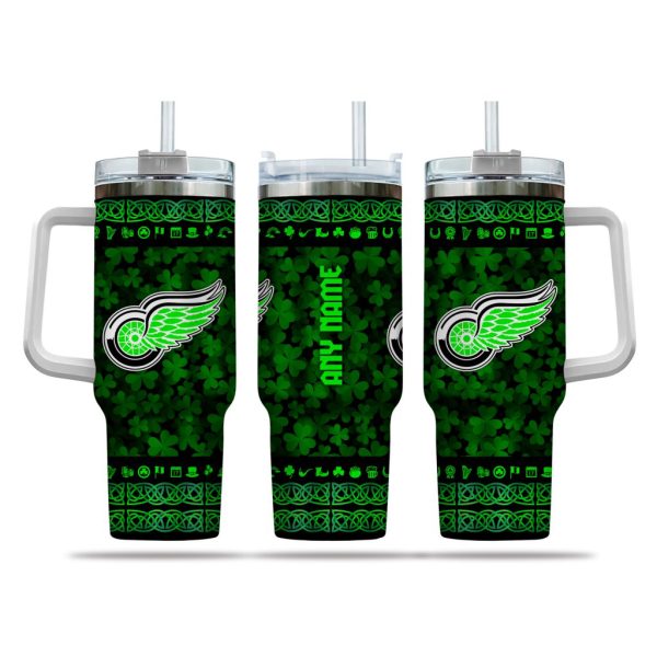 NHL Detroit Red Wings Happy St. Patrick's Day Custom Stanley Quencher 30oz-40oz Stainless Steel Tumbler Hot And Cold Tumbler