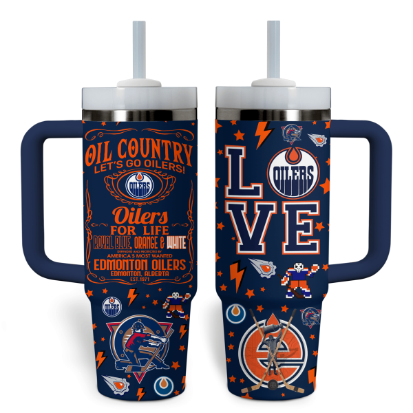 Edmonton Oilers NHL Custom Stanley Quencher 30oz-40oz Stainless Steel Tumbler Hot And Cold Tumbler