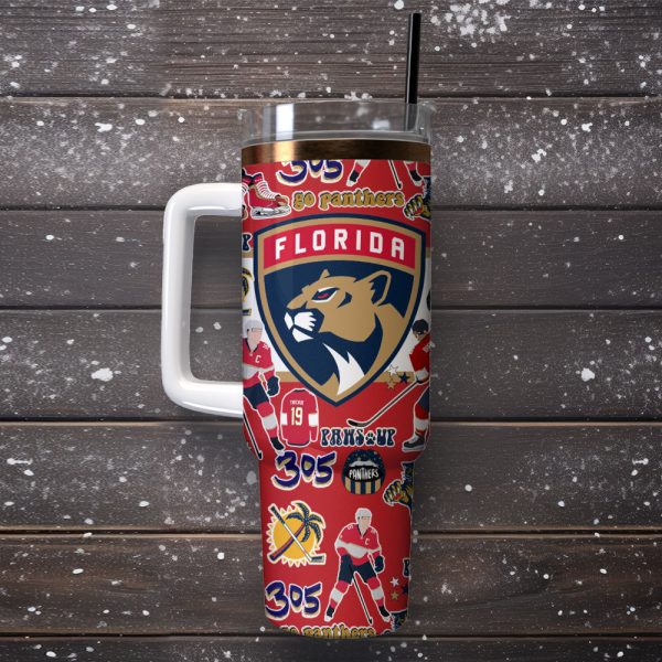 Florida Panthers NHL Ice Hockey Sport Custom Stanley Quencher 30oz-40oz Stainless Steel Tumbler - Image 4
