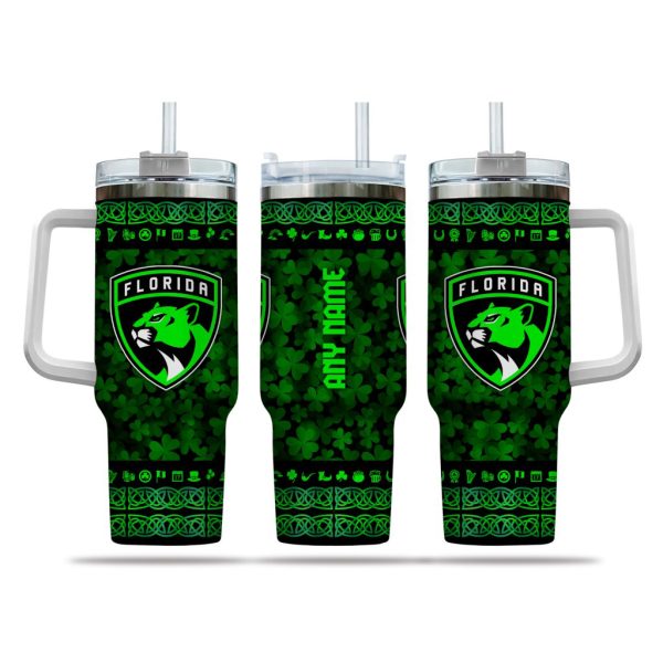 NHL Florida Panthers Happy St. Patrick's Day Custom Stanley Quencher 30oz-40oz Stainless Steel Tumbler Hot And Cold Tumbler