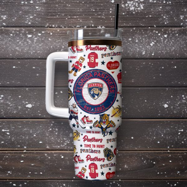 Florida Panthers NHL Ice Hockey Sport Custom Stanley Quencher 30oz-40oz Stainless Steel Tumbler - Image 4