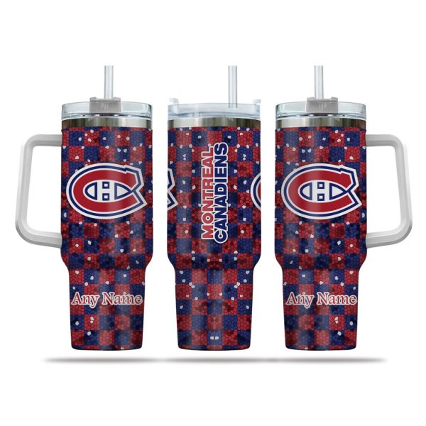NHL Montreal Canadiens Stained Glass Effect Custom Stanley Quencher 30oz-40oz Stainless Steel Tumbler Hot And Cold Tumbler