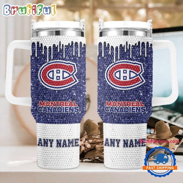 Rhinestone Bling Montreal Canadiens NHL Sports Custom Stanley Quencher 30oz-40oz Stainless Steel Tumbler Hot And Cold Tumbler