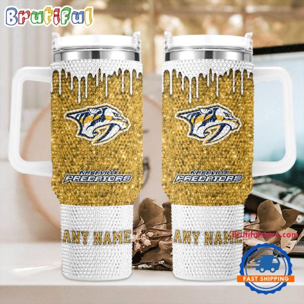 Rhinestone Bling Nashville Predators NHL Sports Custom Stanley Quencher 30oz-40oz Stainless Steel Tumbler Hot And Cold Tumbler