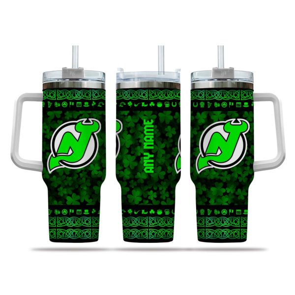 NHL New Jersey Devils Happy St. Patrick's Day Custom Stanley Quencher 30oz-40oz Stainless Steel Tumbler Hot And Cold Tumbler