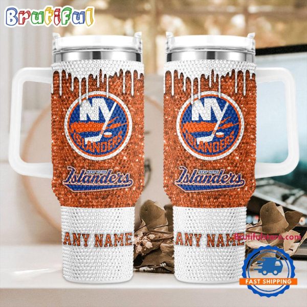 Rhinestone Bling New York Islanders NHL Sports Custom Stanley Quencher 30oz-40oz Stainless Steel Tumbler Hot And Cold Tumbler
