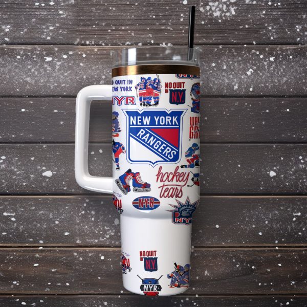 New York Rangers Ice Hockey NHL Sport Custom Stanley Quencher 30oz-40oz Stainless Steel Tumbler - Image 4