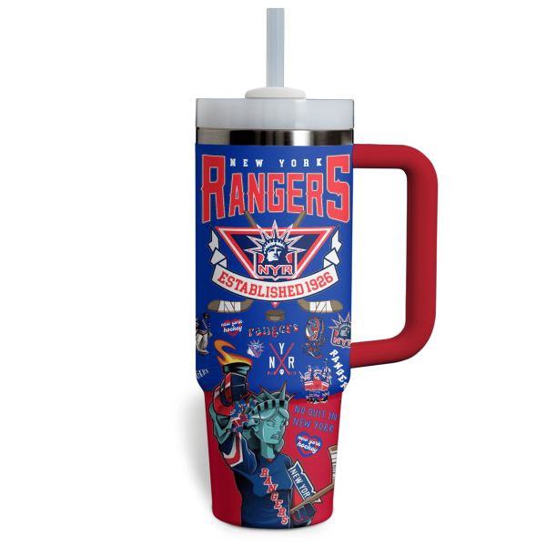 NHL New York Rangers NHL Custom Stanley Quencher 30oz-40oz Stainless Steel Tumbler Hot And Cold Tumbler - Image 3