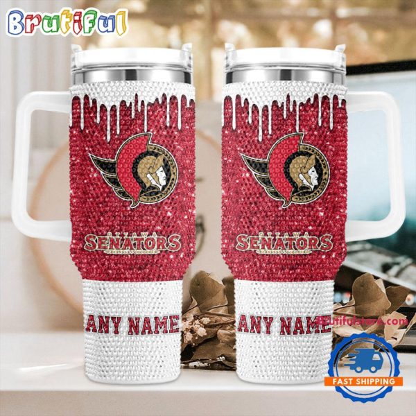 Rhinestone Bling Ottawa Senators NHL Sports Custom Stanley Quencher 30oz-40oz Stainless Steel Tumbler Hot And Cold Tumbler