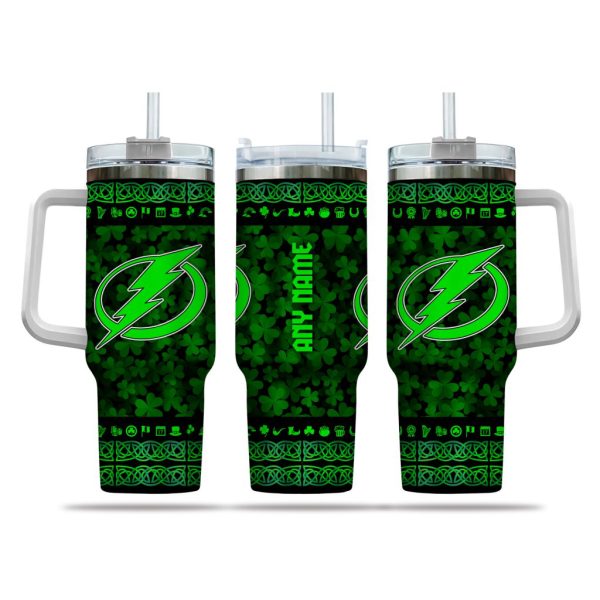 NHL Tampa Bay Lightning Happy St. Patrick's Day Custom Stanley Quencher 30oz-40oz Stainless Steel Tumbler Hot And Cold Tumbler