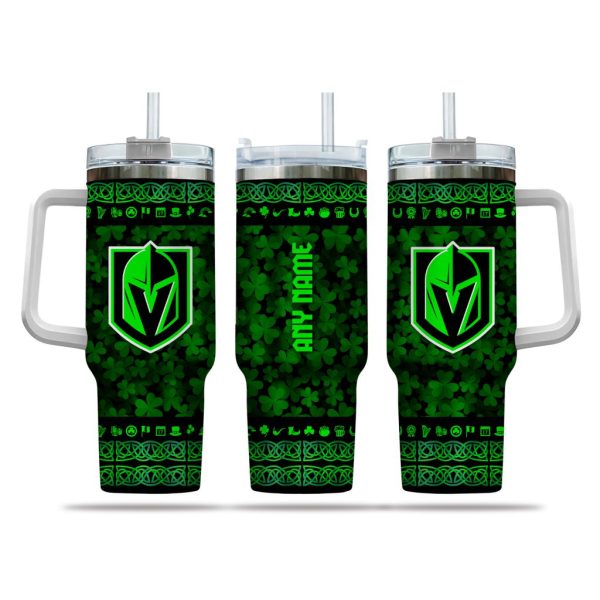 NHL Vegas Golden Knights Happy St. Patrick's Day Custom Stanley Quencher 30oz-40oz Stainless Steel Tumbler Hot And Cold Tumbler