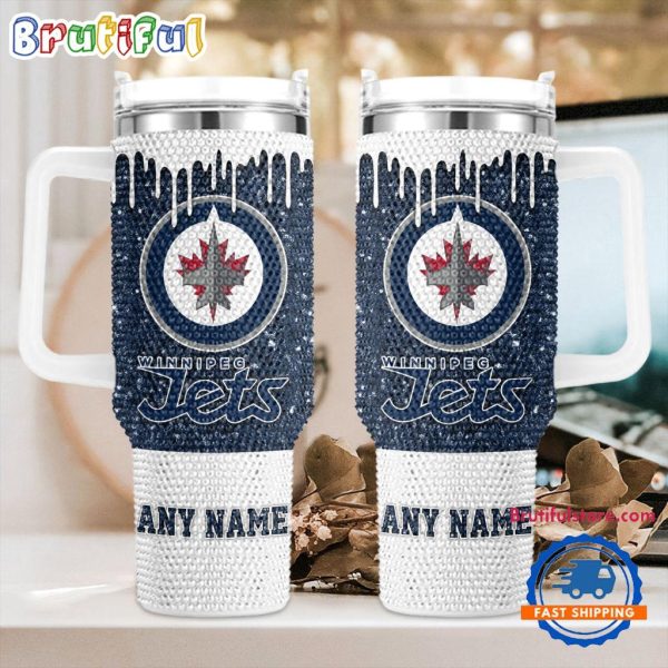 Rhinestone Bling Winnipeg Jets NHL Sports Custom Stanley Quencher 30oz-40oz Stainless Steel Tumbler Hot And Cold Tumbler