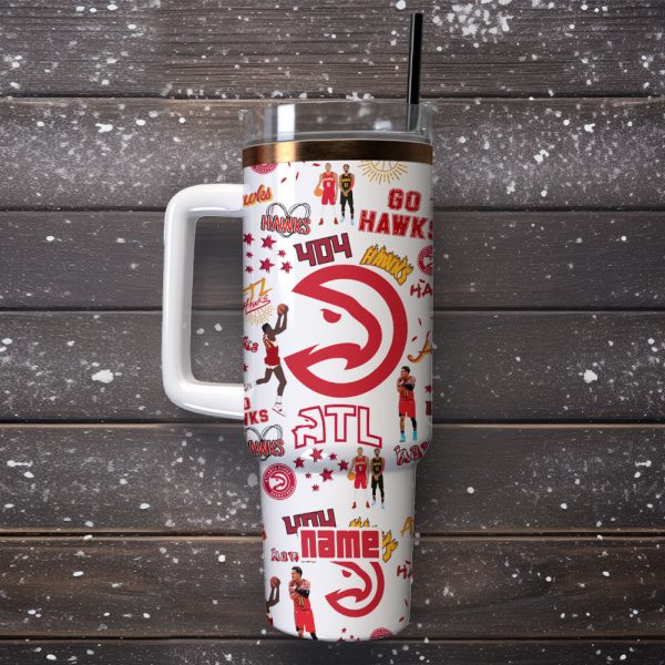 Atlanta Hawks Basketball NBA Sport Custom Stanley Quencher 30oz-40oz Stainless Steel Tumbler Hot And Cold Tumbler - Image 4