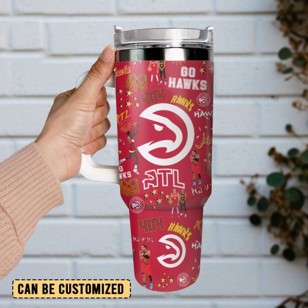 Atlanta Hawks Basketball NBA Sport Custom Stanley Quencher 30oz-40oz Stainless Steel Tumbler - Image 2