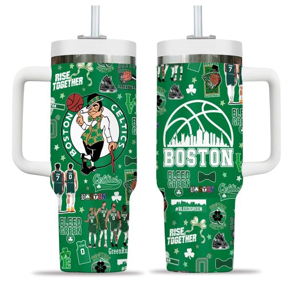 Boston Celtics NBA Custom Stanley Quencher 30oz-40oz Stainless Steel Tumbler