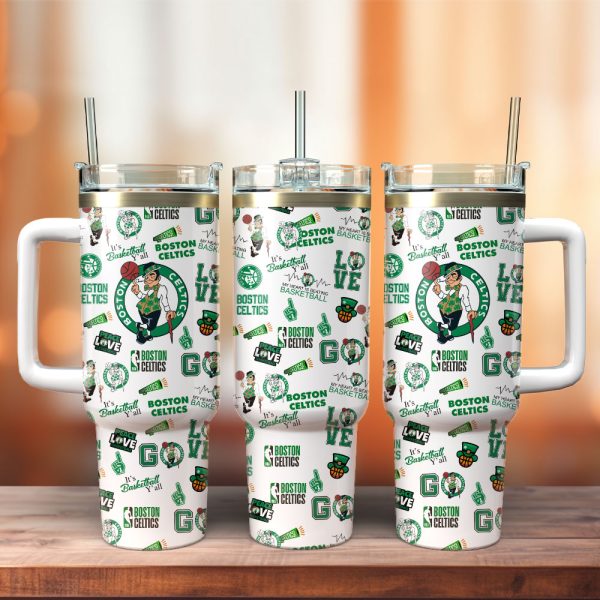 Boston Celtics Basketball Team NBA Custom Stanley Quencher 30oz-40oz Stainless Steel Tumbler Hot And Cold Tumbler