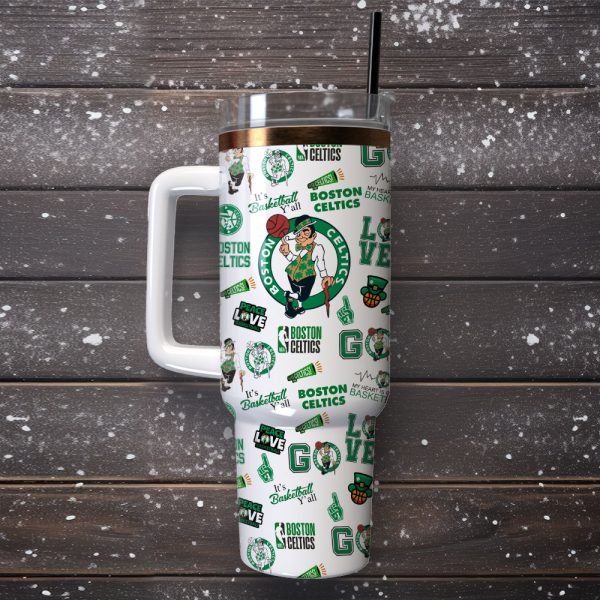 Boston Celtics Basketball Team NBA Custom Stanley Quencher 30oz-40oz Stainless Steel Tumbler Hot And Cold Tumbler - Image 2