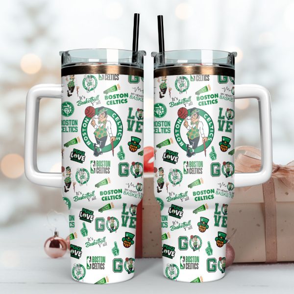 Boston Celtics Basketball Team NBA Custom Stanley Quencher 30oz-40oz Stainless Steel Tumbler Hot And Cold Tumbler - Image 3