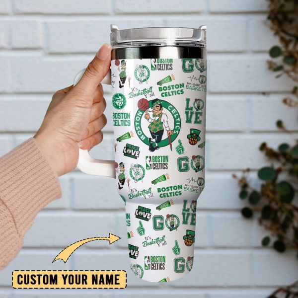 Boston Celtics Basketball Team NBA Custom Stanley Quencher 30oz-40oz Stainless Steel Tumbler Hot And Cold Tumbler - Image 4