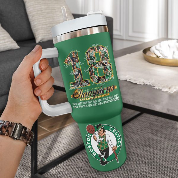 Boston Celtics NBA Custom Stanley Quencher 30oz-40oz Stainless Steel Tumbler Hot And Cold Tumbler - Image 2
