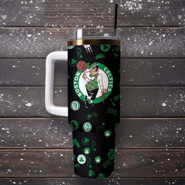 Boston Celtics NBA Sport Custom Stanley Quencher 30oz-40oz Stainless Steel Tumbler - Image 2