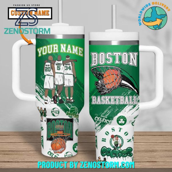 Boston Celtics NBA Custom Stanley Quencher 30oz-40oz Stainless Steel Tumbler Hot And Cold Tumbler