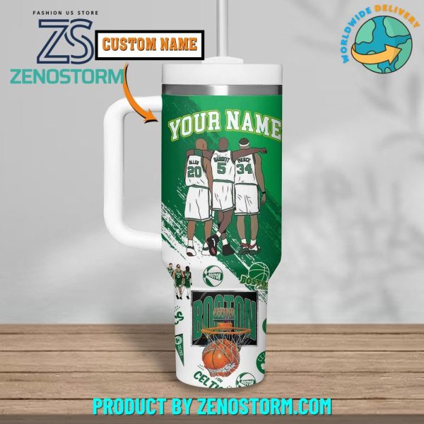 Boston Celtics NBA Custom Stanley Quencher 30oz-40oz Stainless Steel Tumbler Hot And Cold Tumbler - Image 2