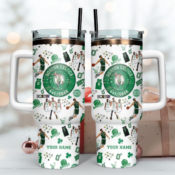 Boston Celtics Basketball NBA Sport Custom Stanley Quencher 30oz-40oz Stainless Steel Tumbler Hot And Cold Tumbler - Image 3