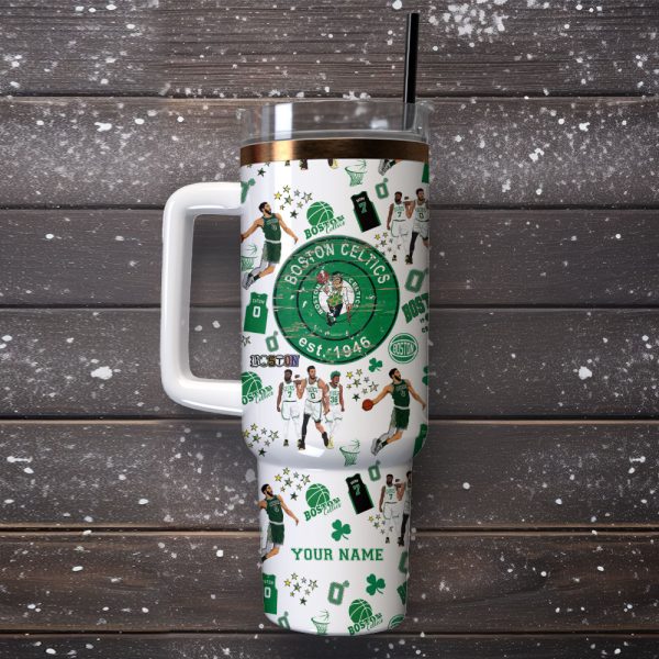 Boston Celtics Basketball NBA Sport Custom Stanley Quencher 30oz-40oz Stainless Steel Tumbler Hot And Cold Tumbler - Image 4