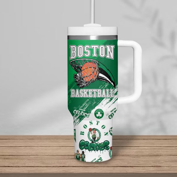Boston Celtics NBA Custom Stanley Quencher 30oz-40oz Stainless Steel Tumbler - Image 3