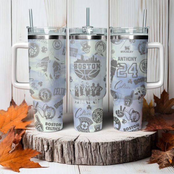 Boston Celtics NBA Custom Stanley Quencher 30oz-40oz Stainless Steel Tumbler Hot And Cold Tumbler - Image 2