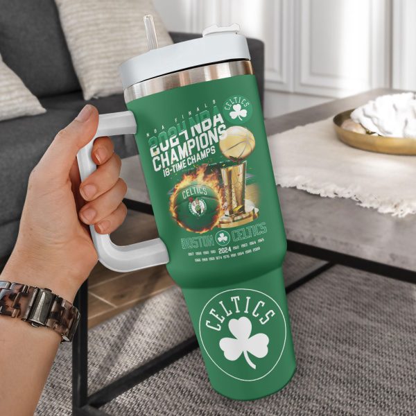 Boston Celtics NBA Custom Stanley Quencher 30oz-40oz Stainless Steel Tumbler Hot And Cold Tumbler - Image 2
