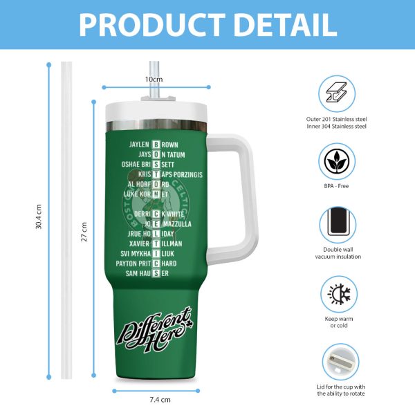 Boston Celtics NBA Custom Stanley Quencher 30oz-40oz Stainless Steel Tumbler Hot And Cold Tumbler - Image 3