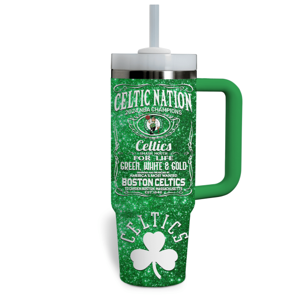 Boston Celtics NBA Custom Stanley Quencher 30oz-40oz Stainless Steel Tumbler Hot And Cold Tumbler - Image 3